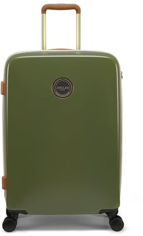 Joules Heritage Collection Color Block Olive & Tan Hardside Luggage, 4 Wheel Troller Spinner Suitcase, Medium 25 x 66 x 43.5 cm