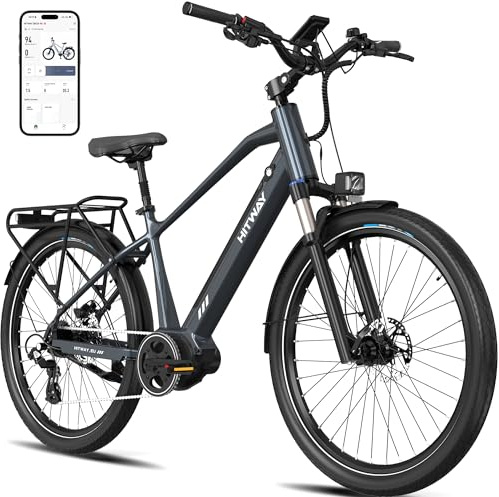 HITWAY BK33 E-Bike & Elektrofahrrad 26 x 2,35 Reifen, Aluminiumrahmen, 36V 10,4Ah Akku, 250W Mittelmotor, 25 km/h, 7-Gang, Unisex, Federgabel