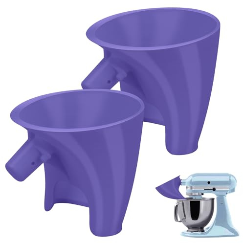 Flour Funnel for Kitchen Aid Mixer,Wide Mouth Versatile Flour Funnel Stand Mixer Attachment,Kitchen Gadgets No-Mess Anti-Spill Easy Clean,Durable Accessory for Flour Liquid Egg Compatible(2 Purple)