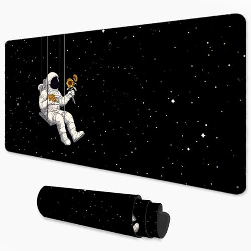 Black Mouse Mat 700x300 mm Large Mouse Pad Space Office Accessories Waterproof Desk Mat with Non-Slip Rubber Base, Smooth Surface to Improve Precision and Speed, Gaming Mousepad for Home, Office 3Y-81
