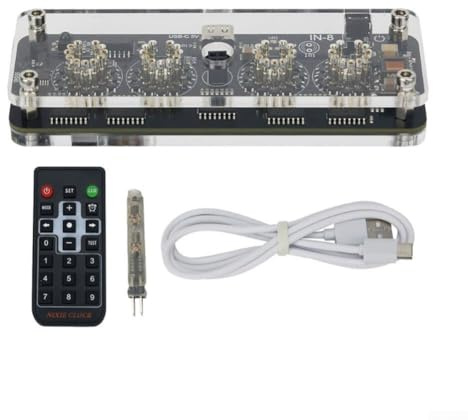 IN-8 4-stellige Digitale Röhrenuhr DIY Nixie Tube Desktop Clock mit LED-Hintergrundbeleuchtung Unterstützt IN-8 Digitalröhre IPS Display USB-Betrieb Fernbedienung Für Büro Zuhause