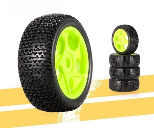 CFTGIW 4 Stück 112 Mm Gummireifen, 17 Mm Nabe, Sechskant-Felge für 1/8 RC Crawler, Buggy, Geländewagen, LKW + Material Sechskant + Rad Hoch 112 RC mit Reifenantrieb, 1:8 RC-Rad, Universal-Auto