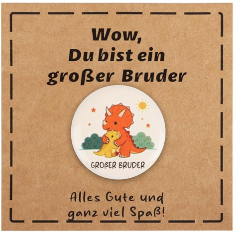 TUZELIYA Geschenk für Großer Bruder - Anstecker Großer Bruder Dinosaurier mit Sicherheitsnadel Grußkarten - Schwangerschaft Ankündigen Geschenk zur Geburt - Weihnachtsgeschenke für Geschwister