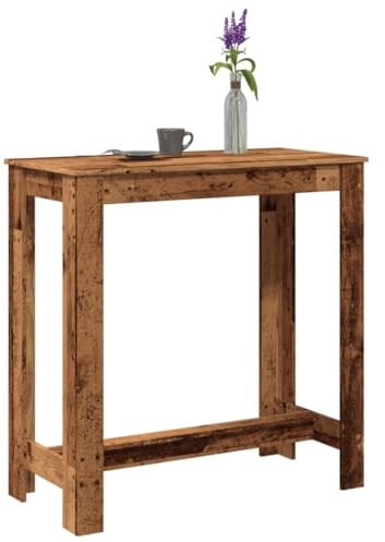 Owoxanthellate Bartisch Altholz Optik 102 x 50 x 103,5 cm massiver Holzwerkstoff Hochtisch platzsparend Kleiner Küchentisch Esszimmer Theke für Wohnzimmer Küche Essbereich