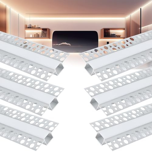 XLSBZ LED Aluminium Profil 6 x 1m Stripes Schiene Trockenbauprofil Unterputz Kanal LED Diffusoren mit Milchig Weißer Abdeckung (Zweiseitig Unten, für 17mm LED Streifen)