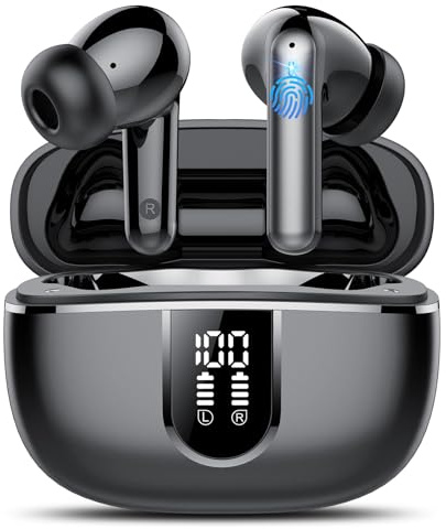 Bluetooth Kopfhörer, In Ear Kopfhörer Kabellos Bluetooth 5.4 Kabellose Kopfhörer mit 4 Mic, 2026 Kabellose Kopfhörer 50 Std ENC Noise Cancelling Earbuds Tiefer Bass, IP7 Wasserdicht Ohrhörer, USB-C