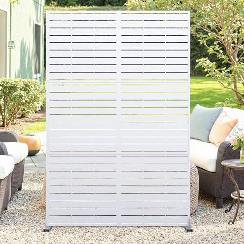 Garvee Paravent d'intimité extensionérieur en métal pour Jardin et Balcon, Panneau décoratif autoportant, Protection UV et Installation Facile, adapté terrasse/Piscine, 120x183 cm, Rayures
