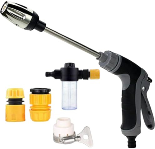 5Pcs High Pressure Washer Gun, High Pressure Hose Nozzle with Hose Pressure Washer Attachment and Jet Wash Attachments, Garden Hose Pressure Booster for Effective Cleaning