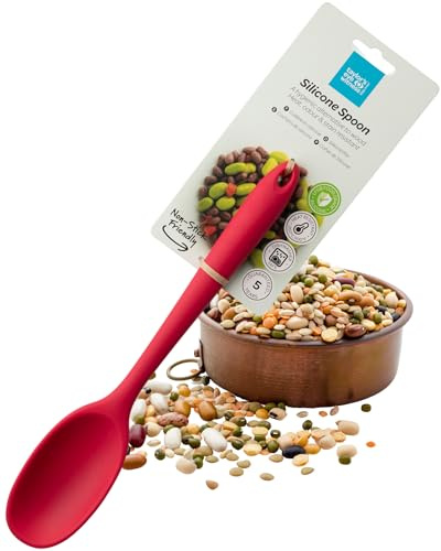Taylors Eye Witness Large Silicone Red Stirring Spoon - Dishwasher Safe. Perfect for Non-Stick Pans. Hygienic Alternative to Wood. Odour, Stain & Heat Resistant (260°C/500°F). 5 Year Guarantee.
