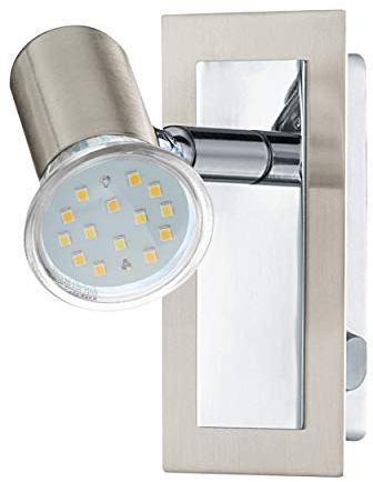 EGLO LED Wandlampe Rottelo, Wandleuchte, Wandstrahler aus Metall, Wohnzimmerlampe in Nickel-Matt, Chrom, Lampe mit Schalter, Spot inkl. GU10 Leuchtmittel, warmweiß