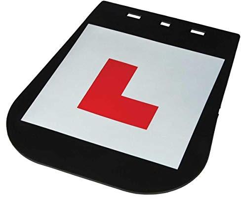 Motorcycle Mud Flap With L-Plate Learner Black Rubber With Fitting Kit Motorbike Scooter