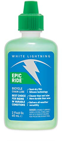 White Lightning Epic Ride All Conditions Light Bicycle Chain Lube, 2oz Drip Squeeze Bottle