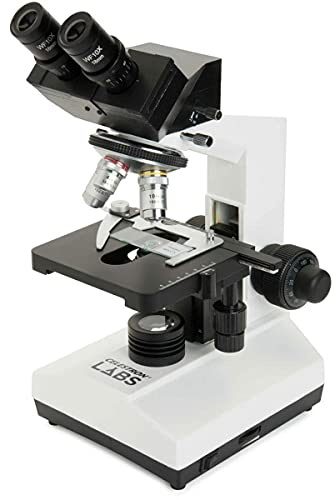 Celestron Labs CB2000C Compound Binocular Microscope - 4 Achromatic Objectives with 40x-2000x Power - Mechanical Stage, Abbe Condenser - 2 Eyepieces - Bonus Prepared Slides, Filters, Emersion Oil