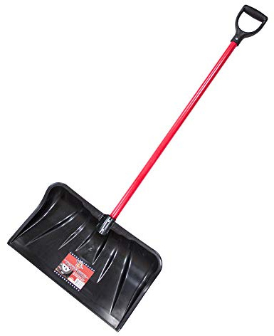 Bully Tools Snow Shovel with Fiberglass D-Grip – Heavy Duty Wide Scoop and Push Shovel for Driveway, High Strength Steel Tool for Snow Removal with Sharp Edge, Sturdy Ergonomic D-Shape Handle - 22inch