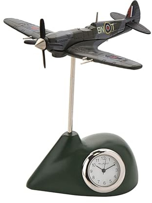 Miniature Spitfire Clock Airplane Model Air Force Aircraft Desk 9cm | Men Gift New