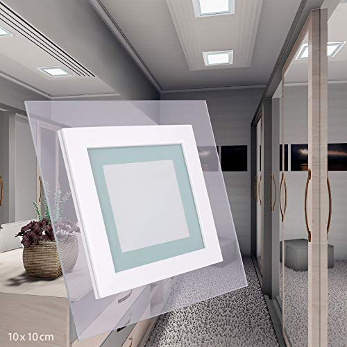 LED Panel 6W ECKIG quadratisch warmweiß Glasrand leuchtend Einbaustrahler Einbauleuchte Deckenstrahler Deckenleuchte Deckenlampe Ultraslim Slim EEK: A