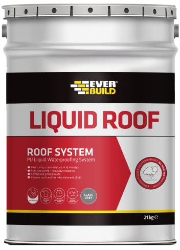 Everbuild Liquid Roof | All Weather Roofing System Ideal for Concrete, Mortar and Metals - Slate Grey - 21 kg