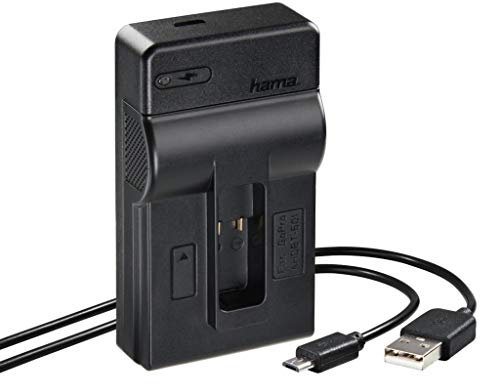 Hama Chargeur USB Travel (pour GoPro 5, 6 et 7, temoin à LED pour l'état de charge, comprend un chargeur USB Travel + un câble USB) Noir