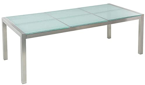 Table de Jardin avec Plateau en Verre 220 x 100 cm Argenté Grosseto