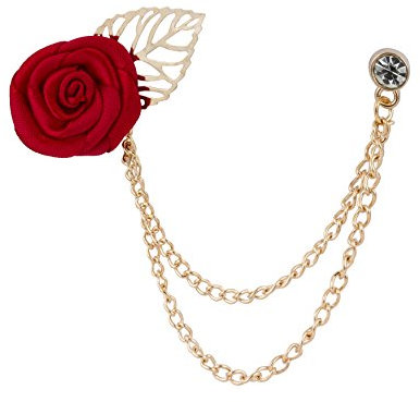 Knighthood Broche rose marron avec chaîne de suspension pour manteau de costume, cadeau de mariage, fête, accessoires pour homme