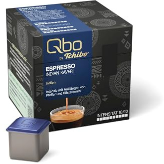 Tchibo Qbo Espresso Indian Kaveri Premium Kaffeekapseln, 27 Stück (Espresso, Intensität 10/10, intensiv und pfeffrig), nachhaltig & aus 70% nachwachsenden Rohstoffen¹