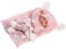 Llorens 73860 Puppe Nica, mit blauen Augen und Vinyl-Körper, Babypuppe inkl. rosa Outfit, Schmusedecke, Schnuller, Schnullerkette und weichem Kissen, 42cm