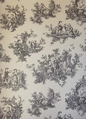 Provencale Black Toile De Jouy Wallpaper 6124