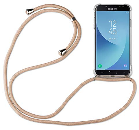 Hülle Kompatibel mit Samsung Galaxy J5 (2017) | Handykette Smartphone Halskette Hülle mit Band | Handyhülle mit Kordel zum Umhängen Kompatibel für Galaxy J5 (2017) | Beige/Braun