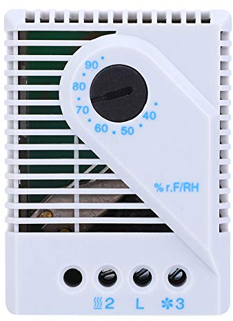 Fafeicy MFR012 Mechanischer Feuchtigkeitsregler, IP20 Hygrostat Connect Lüfterheizung für Feuchtigkeitsregler, für Steuerung der elektrischen Heizung, 35 mm DIN-Schiene Einbau (MFR012)