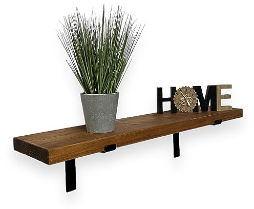MKGT Rustic Shelf | Handcrafted Industrial Scaffold Shelves, Solid Wood Ideal for Kitchen, Room Wall Mounted (Tudor Oak, 100cm (1.0m) ~ 39.4inch)