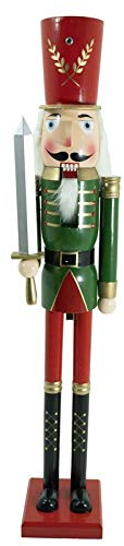 Nussknacker aus Holz, 120 cm hoch, Figur Nutcracker Soldier zum Sammeln, handbemalt, auf Basis