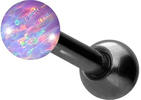 PIERCINGLINE Chirurgenstahl Ohrpiercing SYNTH. Opal Kugel Piercing Ohr Stecker Schwarz Lila 4 mm