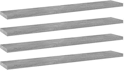 vidaXL Ripiani per Libreria 4pz Grigio Cemento 60x10x1,5cm Multistrato