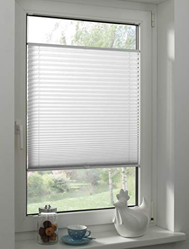 Sunpro24 Plissee auf Maß, Blickdichtes Faltrollo, Klemm-Montage, Sonnenschutzrollo, (B) 131-140 x (H) 131-140 cm, Weiß