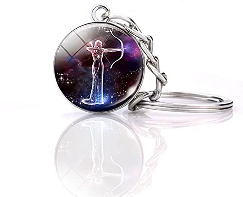 JWPavilion Sternzeichen 12 Sternbilder Charm Leuchtende Kristallkugel Anhänger Schlüsselanhänger, Schütze, Einheitsgröße