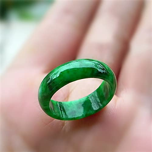 YZDKJ Natürlicher grüner Jade Ring für Frauen Männer Emerald Ring Naturstein Jade Jadeite Jade Schmuck Nickel Frauen (Gem Color : Green, Ring Size : 10)