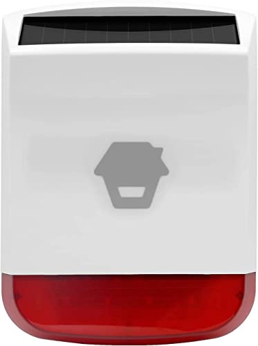 Chuango SPS-260 - solarbetriebene Außensirene, Einbruchalarm, rot blinkendes Stroboskoplicht, 110 dB Lautstärke, Schutzklasse IP55