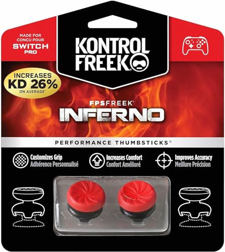 KontrolFreek FPS Freek Inferno für Nintendo Switch Pro Controller | Performance Thumbsticks | 2 High-Rise Concave | Rot