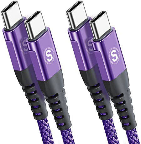 2-Pack 2m 60W USB C to USB C Charger Cable, PD Type C Super Fast Charging for iPhone 16 15 MacBook iPad Pro, Samsung Flip Fold 7 6 5 S25 S24 S23 Ultra, Steam Deck, Nintendo Switch etc