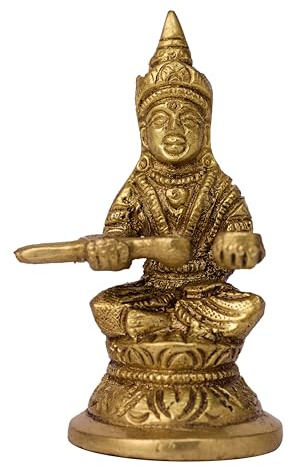 GURU JEE™ Messing-Statue Göttin Annapurna Devi Idol klein Annapurna Göttin des Essens Sammlerstück Skulptur religiöse Geschenke Schaustück für Zuhause Mandir-Tempel