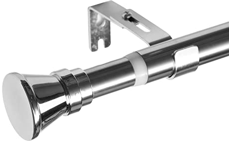 Bastone per tenda estensibile, da 60 fino a 120 cm, Diametro 2,5 cm, Bastone per Tende Nichel per Finestra in Acciaio Inossidabile