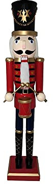 MAZZEO CHRISTMAS Schiaccianoci Natalizio in Legno 60 cm Rosso
