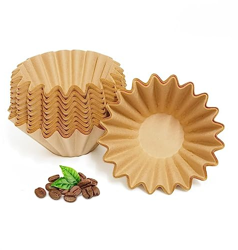 MUCXNIIY 1-2 Cup Brown Coffee Filters, 100 Count Unbleached Basket Coffee Filter Paper for Miniature Mr Coffee, Small Coffee Maker, Single Serve Coffee Pot, Pour Over Coffee Kit