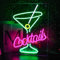 Looklight Cocktails Néon Enseigne lumineuse cocktail pour bar Enseigne lumineuse pour murale Neon Sign rose verte pour cocktail USB pour maison bar club cuisine hôtel fête