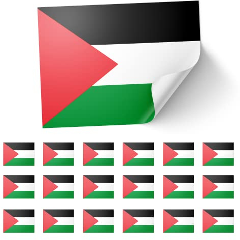 20 X Palestine Stickers – Palestinian Flag Decals 8.5cm x 5.5cm – Red, Green, White and Black Stickers for Laptops, Scrapbooks, Festivals, and Crafts