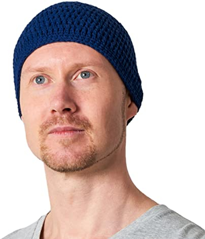 CHARM Sommer Strick Mütze Im Kufi Gebetsmütze Stil - Herren Damen Beanie aus Baumwolle Hut Sonnen Cap Navy
