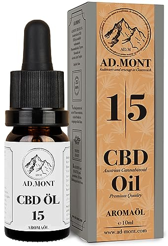 CBD Öl 15% aus BIO Kultivierung - Vollspektrum CBD Tropfen mit 1500mg CBD Goldextrakt - Laborgeprüfte Cannabidiol Tropfen - 10ml Cannabisöl von AD.MONT®