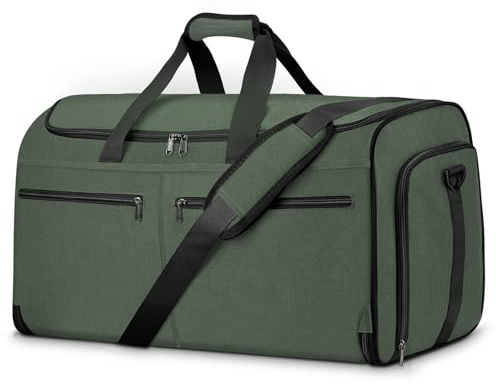 Bukere Kleidersack für Reisen, wandelbare Reisetasche mit Schuhfach, abnehmbarem Schultergurt, 2-in-1-Wochenend-Anzugtasche für Männer und Frauen, Grün , 22.8 x 12.6 x 12.4 inches, Kleidersack für