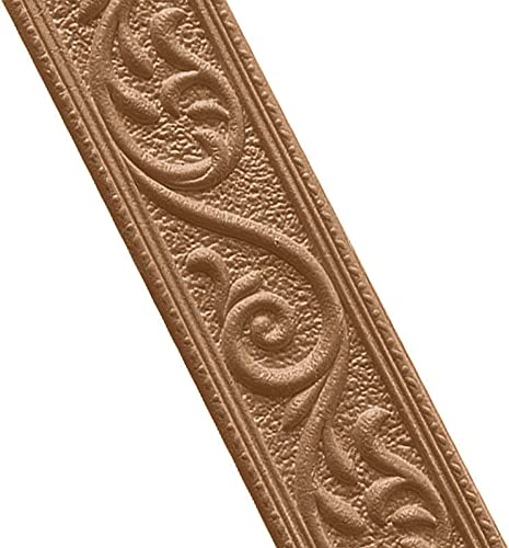 Jodimitty Wandbordüre Selbstklebend 2.3mx4.8cmx6mm Wasserdicht Bordüre 3D Spitzenmuster Tapetenbordüre, Tapete Fliese Trims und Kanten Bordüre für Flur, Decke, Ecke Linie (Kupfer)