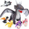 MorisMos 55cm Stehend Drache Kuscheltier mit Baby im Bauch, Grau Groß Plüschdrache Kuscheltiere XXL, Flauschiger Stofftier Plüschtier Dragor Dragon Teddys zum Spielen für Kinder